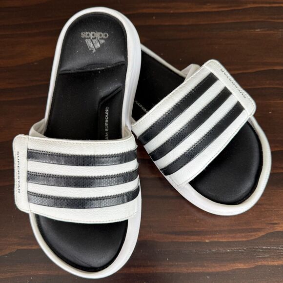 Size 6 - Adidas 5G Superstar Slides/Sandals RARE White/Black Men AC8702 - Picture 6 of 14